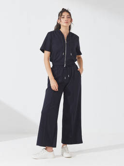 Depano - Navy Blue Zipped Lounge Co-Ord Set