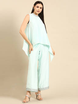 ASMI By Mayank Modi - Aqua Blue Silk Co-Ords