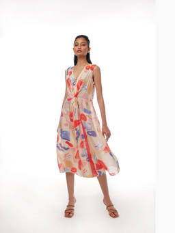 Pallavi Agarwal - Women's Multicolored Cotton Midi Dress