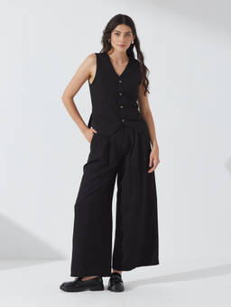 Depano - Chic Black Sleeveless Co-Ord Set