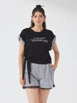 Depano - Black Monochrome Slogan Co-Ord Set