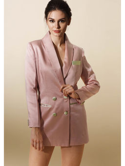 Mani Bhatia - Pink Blazer Dress with Mint Detailing