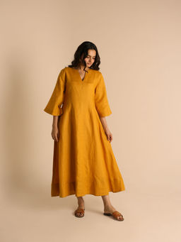 ETAR - Sol Mustard Linen Dress