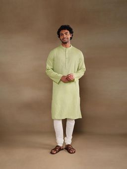 Fabindia - Green Cotton Chikankari Long Kurta