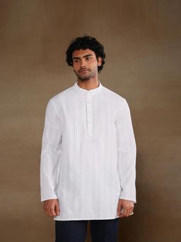 Fabindia - White Cotton Chikankari Short Kurta