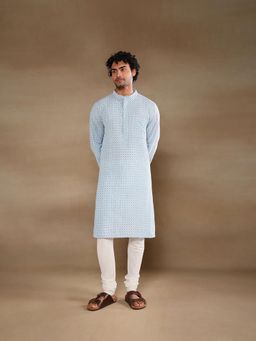 Fabindia - Blue Cotton Printed Long Kurta
