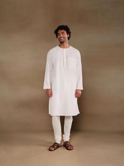 Fabindia - Off White Cotton Stripe Long Kurta
