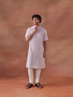 Fabindia - Pink Cotton Stripe Long Kurta