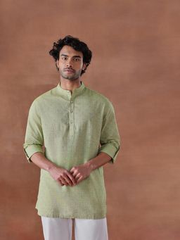Fabindia - Green Cotton Hand Block Printed Short Kurta