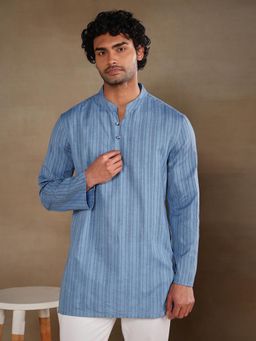 Fabindia - Blue Cotton Stripe Short Kurta