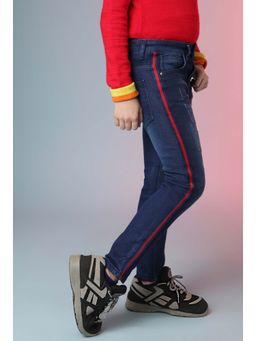 Instafab - Boys Solid Side Striped Stylish Casual Denim Jeans