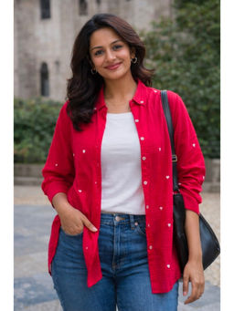 Gulaal - Red Nayeli Heart Embroidery Shirt