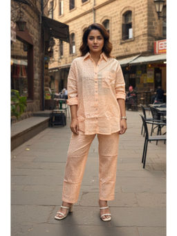 Ishnya - Women Peach Printed Co-Ord Set