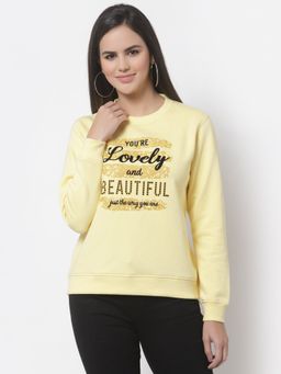 Club York - Women Yellow Printed Sweatshirt