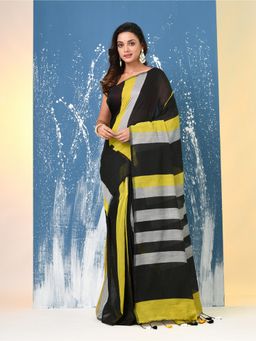 CHARUKRITI - Multicolor Stripes Cotton Saree with Unstitched Blouse