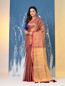 CHARUKRITI - Purple Woven Tissue Saree with Unstitched Blouse