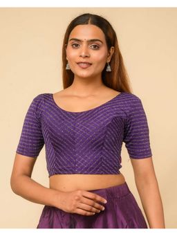 BINDIGASM'S ADVI - Women Deep Purple Checks Stitched Blouse