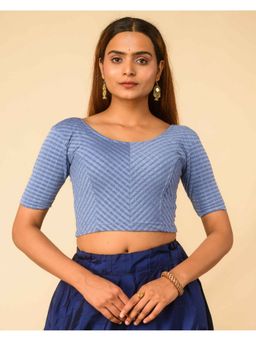 BINDIGASM'S ADVI - Women Steel Blue Checks Stitched Blouse