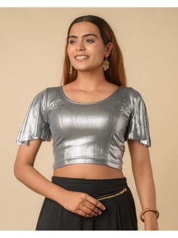 BINDIGASM'S ADVI - Women Gunmetal Grey Solid Stitched Blouse