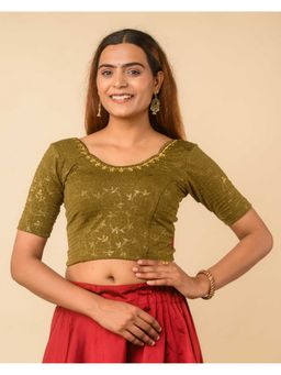 BINDIGASM'S ADVI - Women Olive Embroidered Stitched Blouse