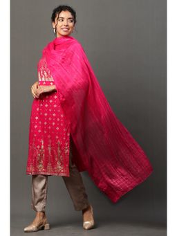 Aurelia - Women Pink Stripes Zari Chiffon Dupatta