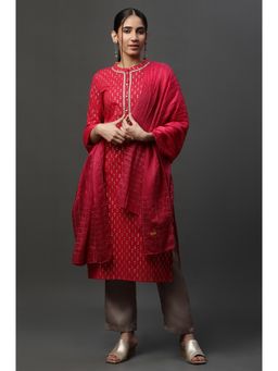 Aurelia - Women Red Stripe Sequined Dupatta
