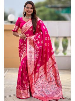 SGF11 - Pink Kanjivaram Pure Soft Silk Saree with Unstitched Blouse Piece
