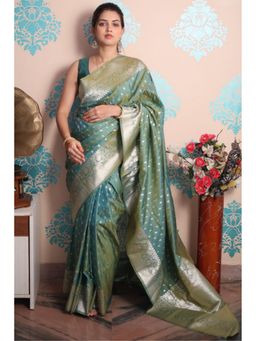 SGF11 - Blue Kanjivaram Pure Soft Silk Saree with Unstitched Blouse Piece