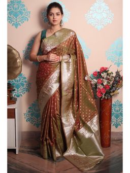 SGF11 - Grey Kanjivaram Pure Soft Silk Saree with Unstitched Blouse Piece