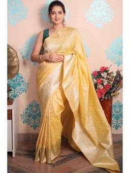 SGF11 - Yellow Kanjivaram Pure Soft Silk Saree with Unstitched Blouse Piece