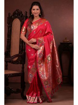SGF11 - Pink Kanjivaram Pure Soft Silk Saree with Unstitched Blouse Piece