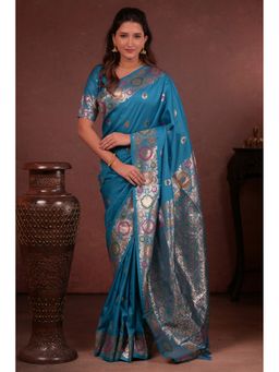 SGF11 - Sky Blue Kanjivaram Pure Soft Silk Saree with Unstitched Blouse Piece