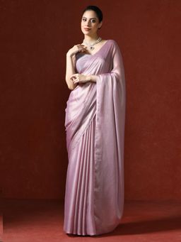 Sarha - Purple Solid Color Moss Chiffon Saree with Unstitched Blouse