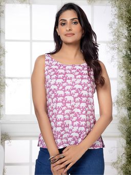 Saffron Threads - Persian Pink Boho Elephant Tank Top