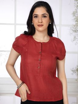 Saffron Threads - Cherry Red Solid Urban Grace Top