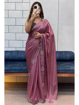 SGF11 - Pink Tissue Pure Soft Silk Saree with Unstitched Blouse Piece