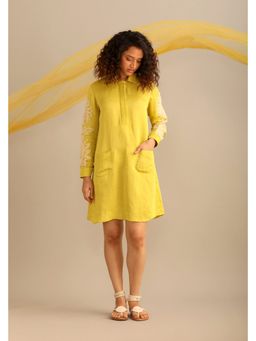 Myoho - A Lime Yellow Full Sleeves Mini Dress