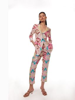 Pallavi Agarwal - Women's Cotton Multicolored Notched Lapel Co-Ord