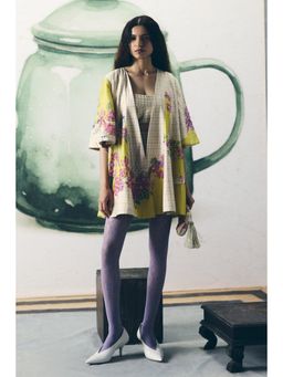 Paulmi & Harsh - Ivory Ohaaya Women Modal Floral Jacket with Blouse and Skort
