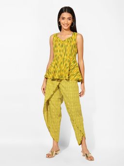 Fabindia - FabBasics Green Cotton Woven Dhoti & Kurta Set