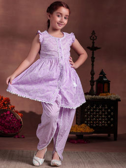 Libas Kids - Purple Printed Kurta and Dhoti (Set of 2)