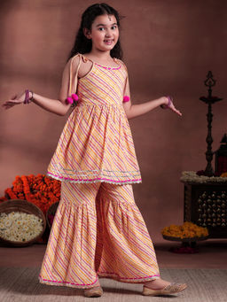 Libas Kids - Yellow Printed Kurta with Sharara (Set of 2)