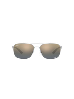 Ray-Ban - Silver Sunglasses (0RB3701-Rectangle-Silver Frame-Gold Lens-55: 59 mm)