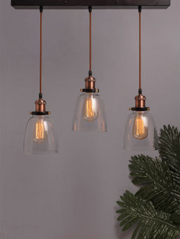 Homesake - Linear Chandelier Glass Bell Light Copper