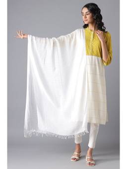 Aurelia - White Yarn-Dyed Dupatta