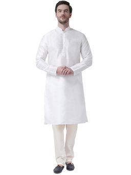 SG LEMAN - Cream Solid Kurta For Men (Set of 2)
