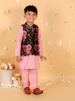 Lil Peacock - Peach Kurta Pyjama with jacket (Set of 3)