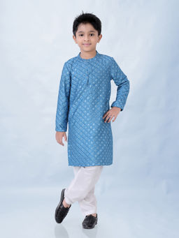 Lil Peacock - Blue Boys Kurta Pyjama (Set of 2)
