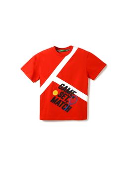 United Colors of Benetton - Boys Printed Round Neck T-Shirt Red