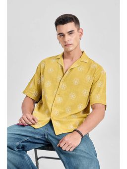 Snitch - Yellow Embroidery Half Sleeves Regular Casual Shirt for Men